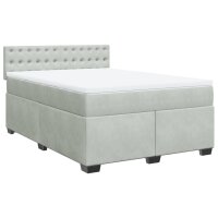 vidaXL Boxspringbett mit Matratze Hellgrau 140x200 cm Samt