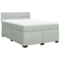 vidaXL Boxspringbett mit Matratze Hellgrau 160x200 cm Samt