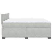 vidaXL Boxspringbett mit Matratze Hellgrau 200x200 cm Samt