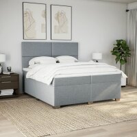 vidaXL Boxspringbett mit Matratze Hellgrau 200x200 cm Stoff