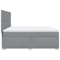 vidaXL Boxspringbett mit Matratze Hellgrau 200x200 cm Stoff