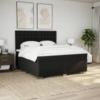 vidaXL Boxspringbett mit Matratze Schwarz 200x200 cm Stoff