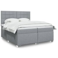 vidaXL Boxspringbett mit Matratze Hellgrau 200x200 cm Stoff