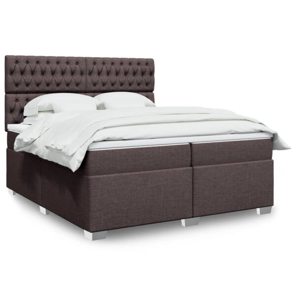 vidaXL Boxspringbett mit Matratze Dunkelbraun 200x200 cm Stoff