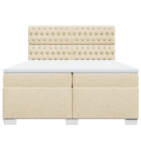 vidaXL Boxspringbett mit Matratze Creme 200x200 cm Stoff