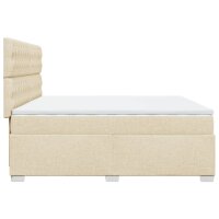 vidaXL Boxspringbett mit Matratze Creme 200x200 cm Stoff