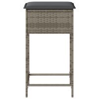 vidaXL Garten-Barhocker mit Kissen 2 Stk. Grau Poly Rattan