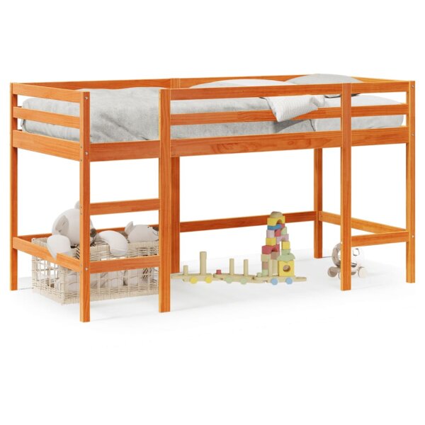 vidaXL Kinderhochbett mit Leiter Wachsbraun 80x200cm Massivholz Kiefer