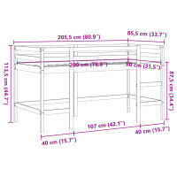 vidaXL Kinderhochbett mit Leiter Wachsbraun 80x200cm Massivholz Kiefer