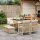 vidaXL 9-tlg. Garten-Essgruppe mit Kissen Beige Poly Rattan