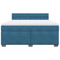 vidaXL Boxspringbett mit Matratze Blau 180x200 cm Samt