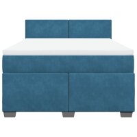 vidaXL Boxspringbett mit Matratze Blau 140x200 cm Samt