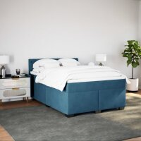 vidaXL Boxspringbett mit Matratze Blau 140x190 cm Samt