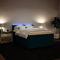 vidaXL Boxspringbett mit Matratze Blau 140x190 cm Samt