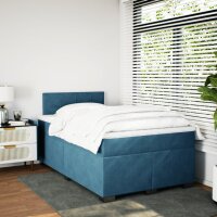 vidaXL Boxspringbett mit Matratze Blau 120x200 cm Samt