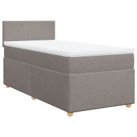 vidaXL Boxspringbett mit Matratze Taupe 100x200 cm Stoff