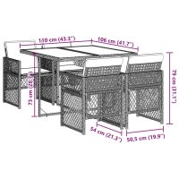 vidaXL 5-tlg. Garten-Essgruppe mit Kissen Hellgrau Poly Rattan