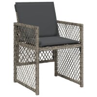 vidaXL 9-tlg. Garten-Essgruppe mit Kissen Grau Poly Rattan