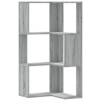 vidaXL Eck-B&uuml;cherregal 3 B&ouml;den Grau Sonoma 50x50x102 cm Holzwerkstoff