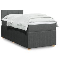 vidaXL Boxspringbett mit Matratze Dunkelgrau 90x190 cm Stoff