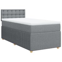 vidaXL Boxspringbett mit Matratze Hellgrau 90x190 cm Stoff