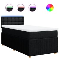 vidaXL Boxspringbett mit Matratze Schwarz 90x190 cm Stoff