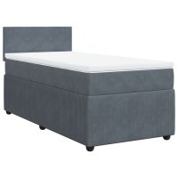 vidaXL Boxspringbett mit Matratze Dunkelgrau 80x200 cm Samt