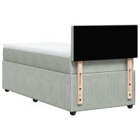 vidaXL Boxspringbett mit Matratze Hellgrau 90x190 cm Samt