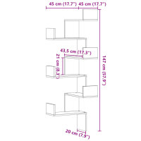 vidaXL Wand-Eckregal Sonoma-Eiche 45x45x147 cm Holzwerkstoff