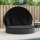 vidaXL Outdoor-Loungebett mit Dach und Kissen Schwarz Poly Rattan