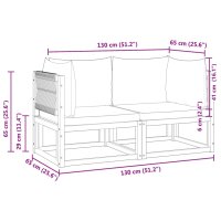 vidaXL Garten-Ecksofas mit Kissen 2 Stk. Massivholz Akazie