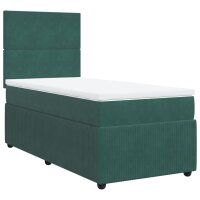 vidaXL Boxspringbett mit Matratze Dunkelgr&uuml;n 100x200 cm Samt