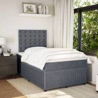 vidaXL Boxspringbett mit Matratze Dunkelgrau 120x190 cm Samt