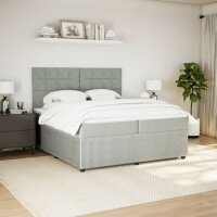 vidaXL Boxspringbett mit Matratze Hellgrau 200x200 cm Samt