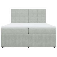 vidaXL Boxspringbett mit Matratze Hellgrau 200x200 cm Samt