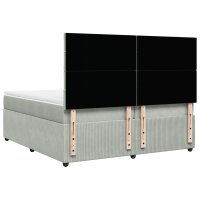 vidaXL Boxspringbett mit Matratze Hellgrau 200x200 cm Samt