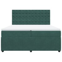 vidaXL Boxspringbett mit Matratze Dunkelgr&uuml;n 200x200 cm Samt