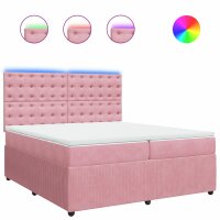 vidaXL Boxspringbett mit Matratze Rosa 200x200 cm Samt