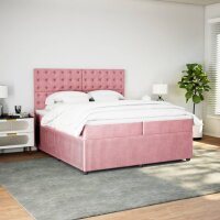 vidaXL Boxspringbett mit Matratze Rosa 200x200 cm Samt