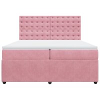 vidaXL Boxspringbett mit Matratze Rosa 200x200 cm Samt