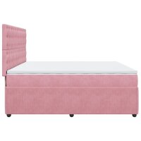 vidaXL Boxspringbett mit Matratze Rosa 200x200 cm Samt