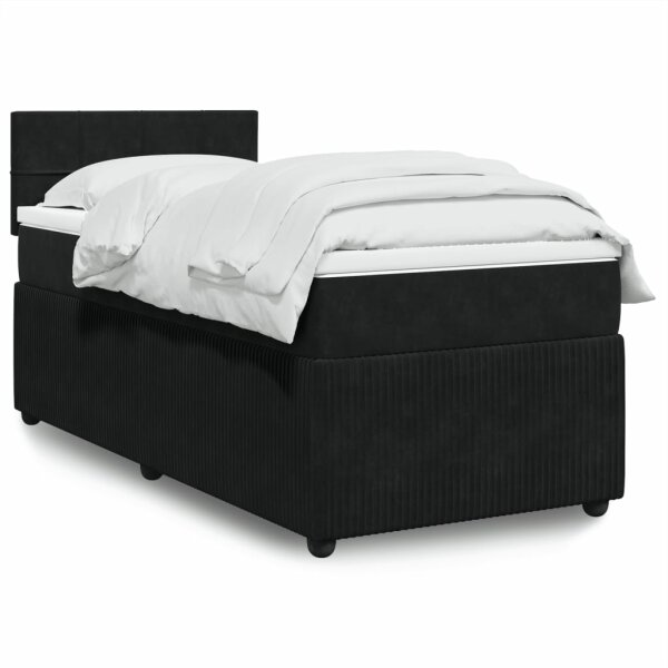 vidaXL Boxspringbett mit Matratze Schwarz 90x190 cm Samt