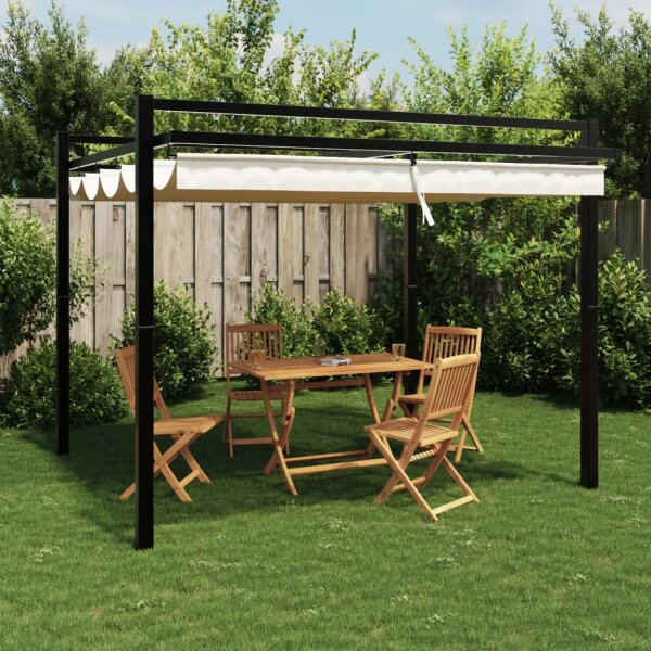 vidaXL Gartenpavillon mit ausziehbarem Dach Creme 3x3 m Aluminium