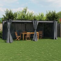 vidaXL Pavillon mit Vorh&auml;ngen Anthrazit 6x3 m Stahl