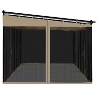 vidaXL Pavillon mit Netzw&auml;nden Taupe 6x3 m Stahl