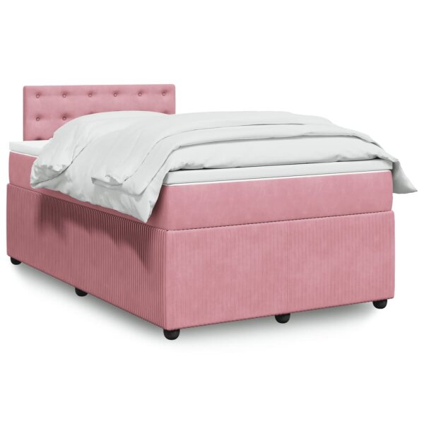 vidaXL Boxspringbett mit Matratze Rosa 120x200 cm Samt