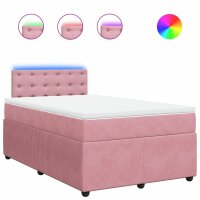 vidaXL Boxspringbett mit Matratze Rosa 120x200 cm Samt