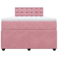 vidaXL Boxspringbett mit Matratze Rosa 120x200 cm Samt