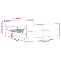 vidaXL Massivholzbett ohne Matratze Wei&szlig; 150x200 cm Kiefernholz