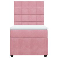 vidaXL Boxspringbett mit Matratze Rosa 100x200 cm Samt